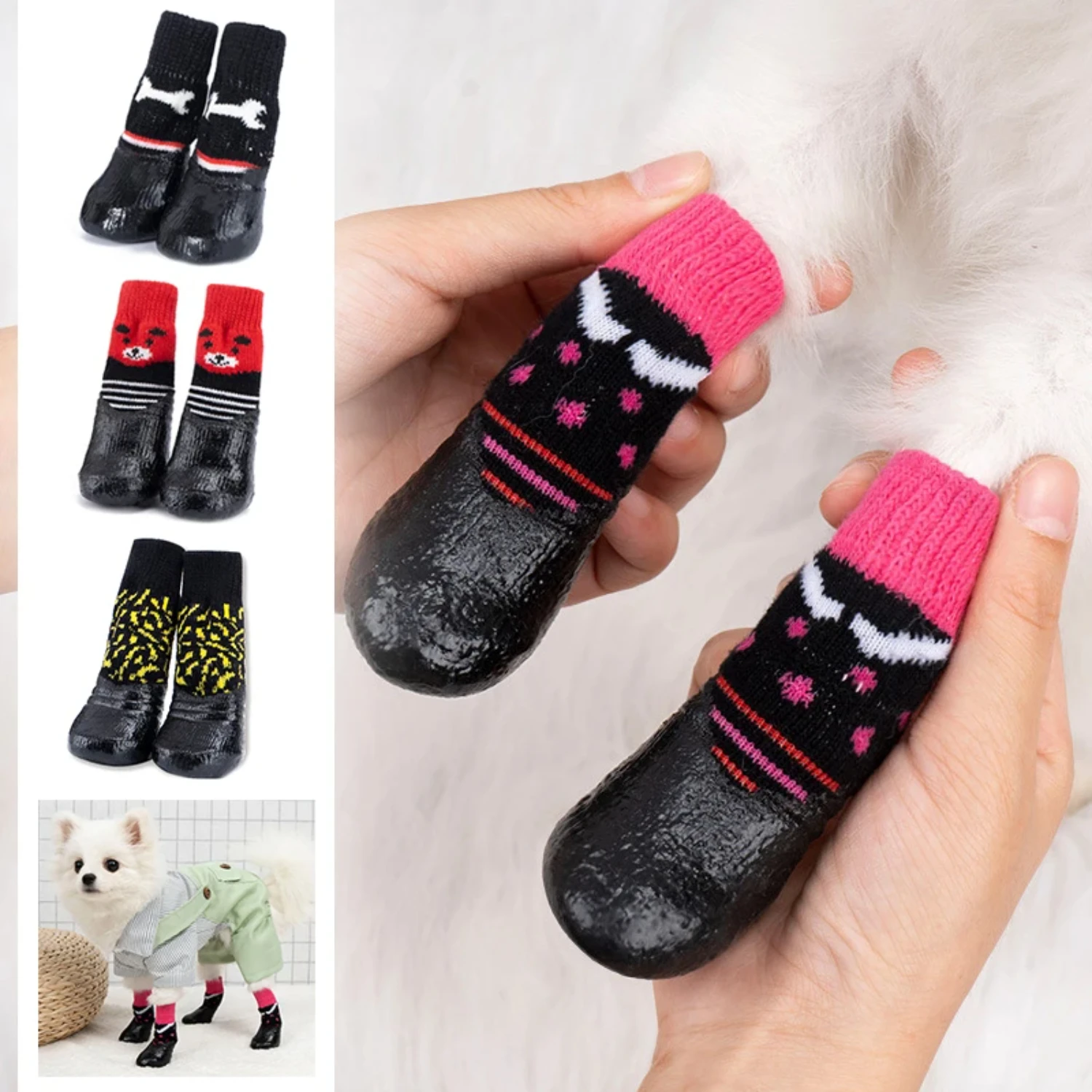 New Soft, Warm, and Waterproof Cotton Pet Shoes - Non-slip Small Dog Cat Sock Shoes with Cute Puppy Boots. Ideal for Keeping You