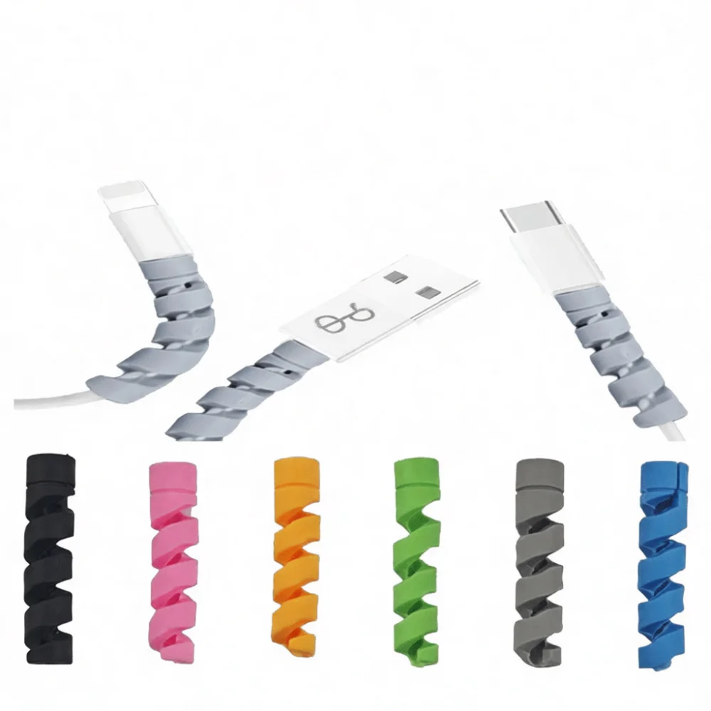Silicone Cable Winder Protection Spiral Cord Cover Anti Break Data Wire Organizer Charging Cable Sleeve For All Devices
