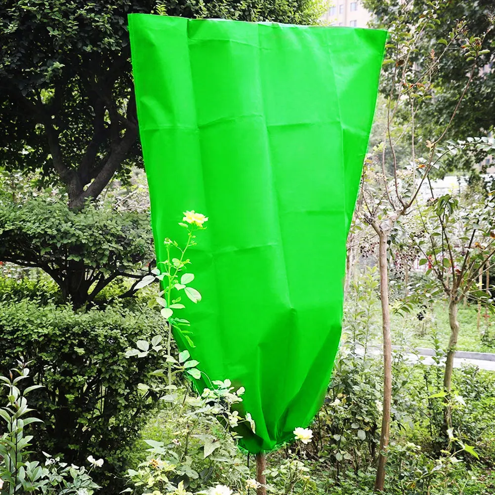 

4pcs Winter Frost Protection Covers Non woven 80x60cm Green Buckle Anti freeze Bags Plant Covers For Winter Gardening Supplies