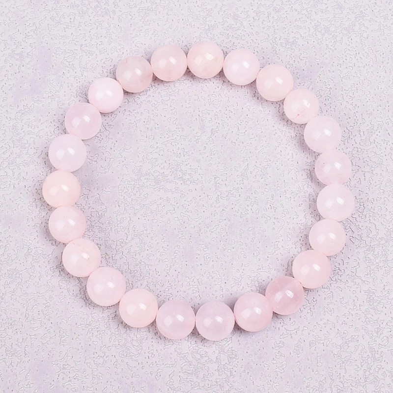 Rose Quartzs Bracelet Pink Crystal Natural Stone Beads Bracelets Madagascar Round Bead Stretch Healing Lovers Women Jewelry Gift