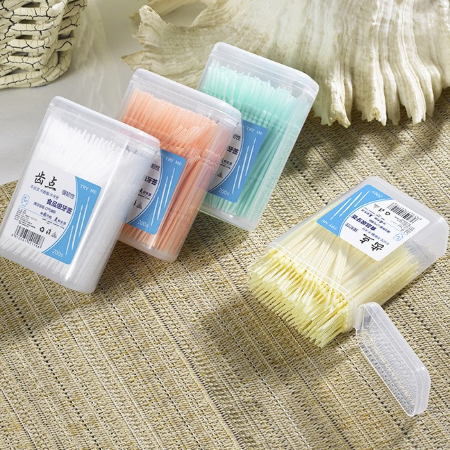 200 個双頭使い捨てデンタルフロッサー歯間ブラシ歯スティックつまようじフロスピック口腔歯茎歯のクリーニングケア