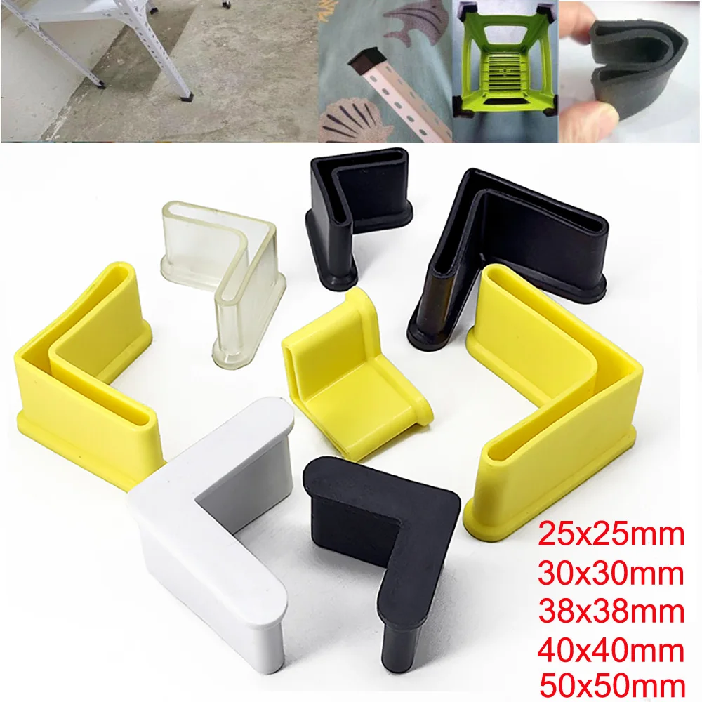 2-12pc L-Shaped Soft Rubber Feet Leg Pad Triangle Iron Foot Cover Furniture Table Chair Shelf Anti Slip Quiet Foot End Cap Socks