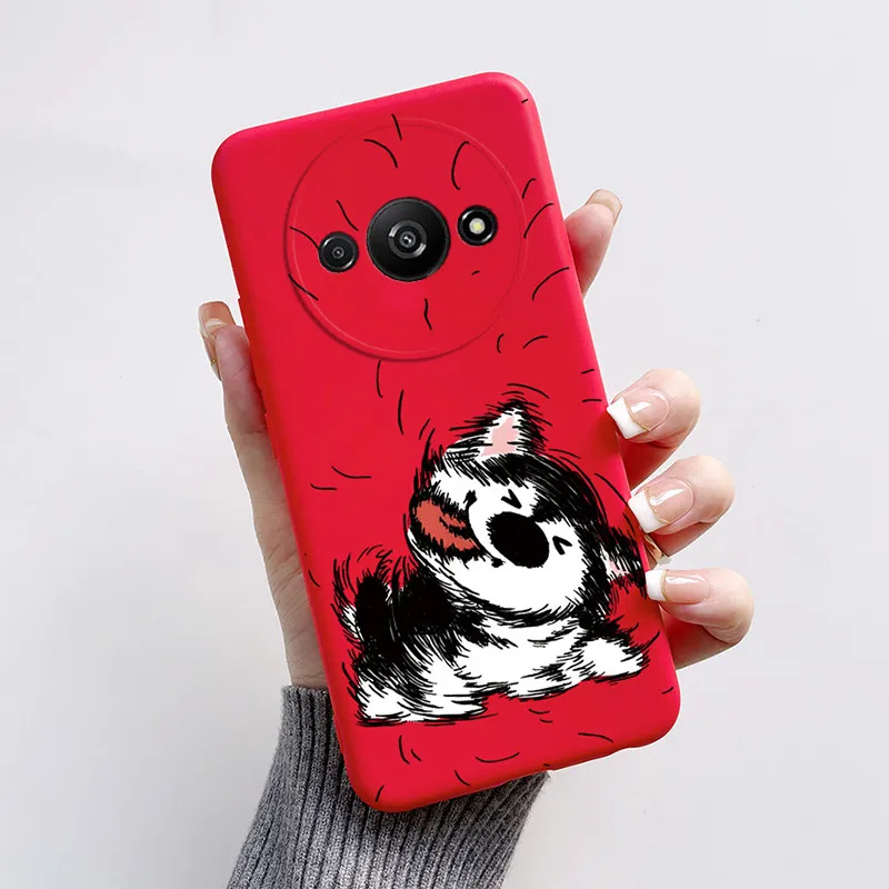 For Redmi A3 Phone Case Soft Silicone Shockproof Super cute Cartoon Cat Fox Cover For Xiaomi Redmi A3 RedmiA3 A 3 Bumper Shell