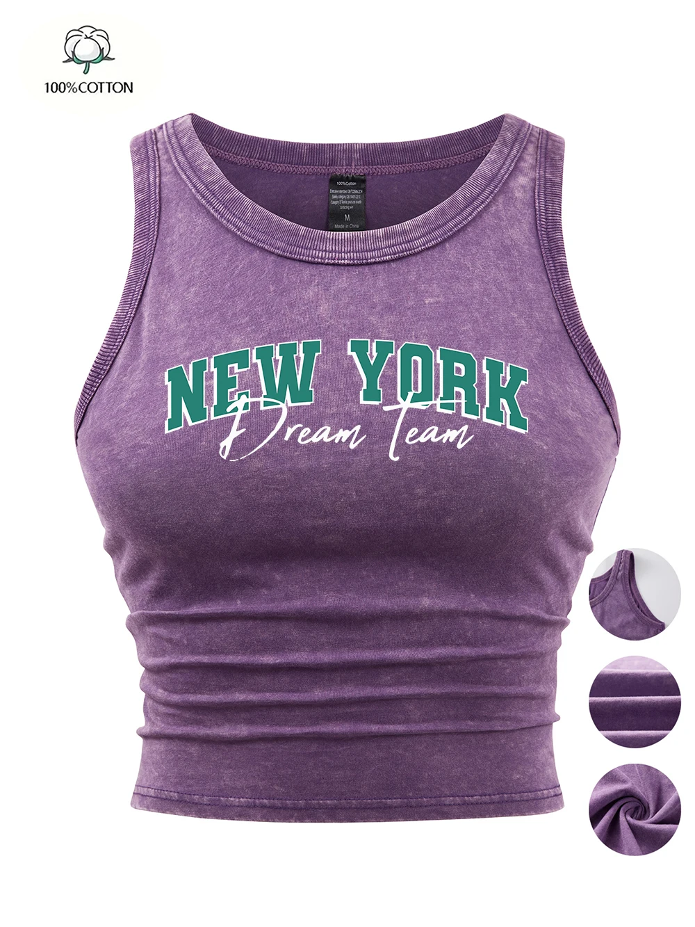 New York Dream Team Printing Sleeveless Summer Women Cotton Washed T Shirts Tight Thin Vintage Tank Top Casual Womans Clothes
