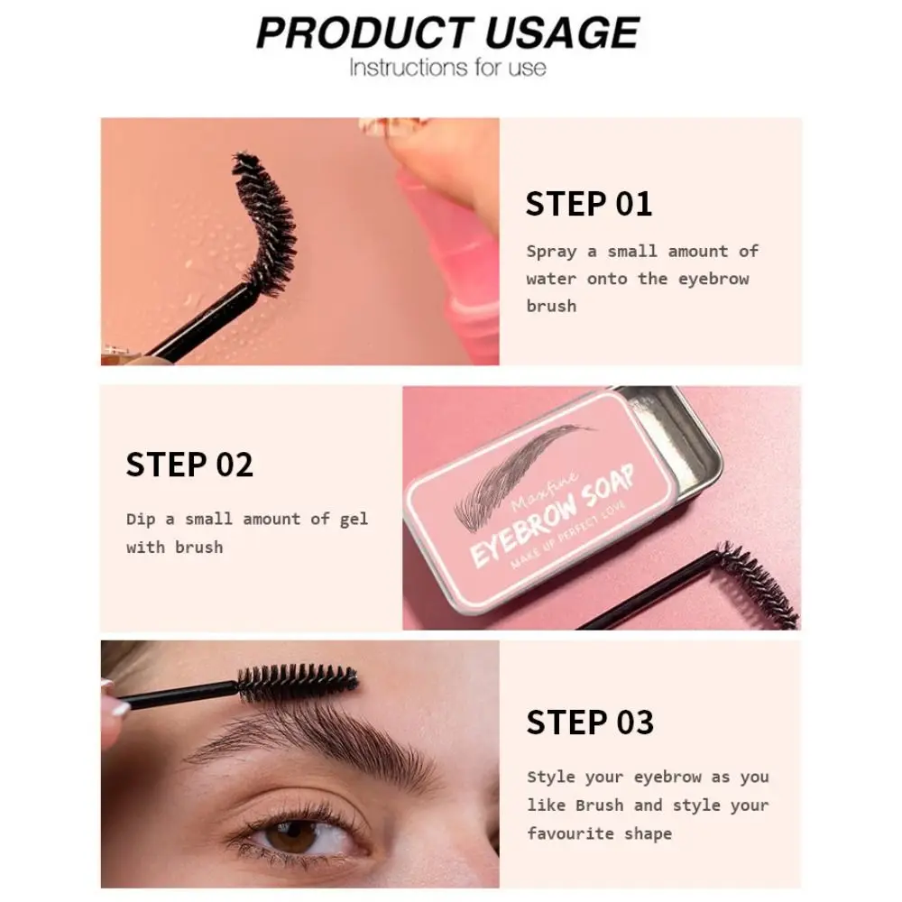 Savon coiffant pour sourcils Transparent naturel, imperméable, séchage rapide, pommade pour sourcils sauvages, Gel de réglage avec brosse, cosmétiques pour sourcils