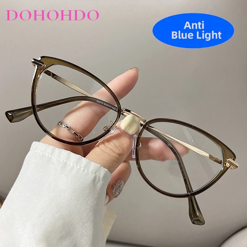 

Luxury Metal Leg Women Men Cat Eye Glasses Fashion Designer Brand Anti-Blue Light Computer Gaming Work Eyeglasses Female Lentes