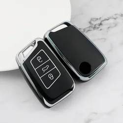 Silver Tpu Car Smart Key Case Cover for 2022 2023 Volkswagen VW Tiguan MK2 Magotan Passat B8 CC for Skoda Superb A7 Accessories