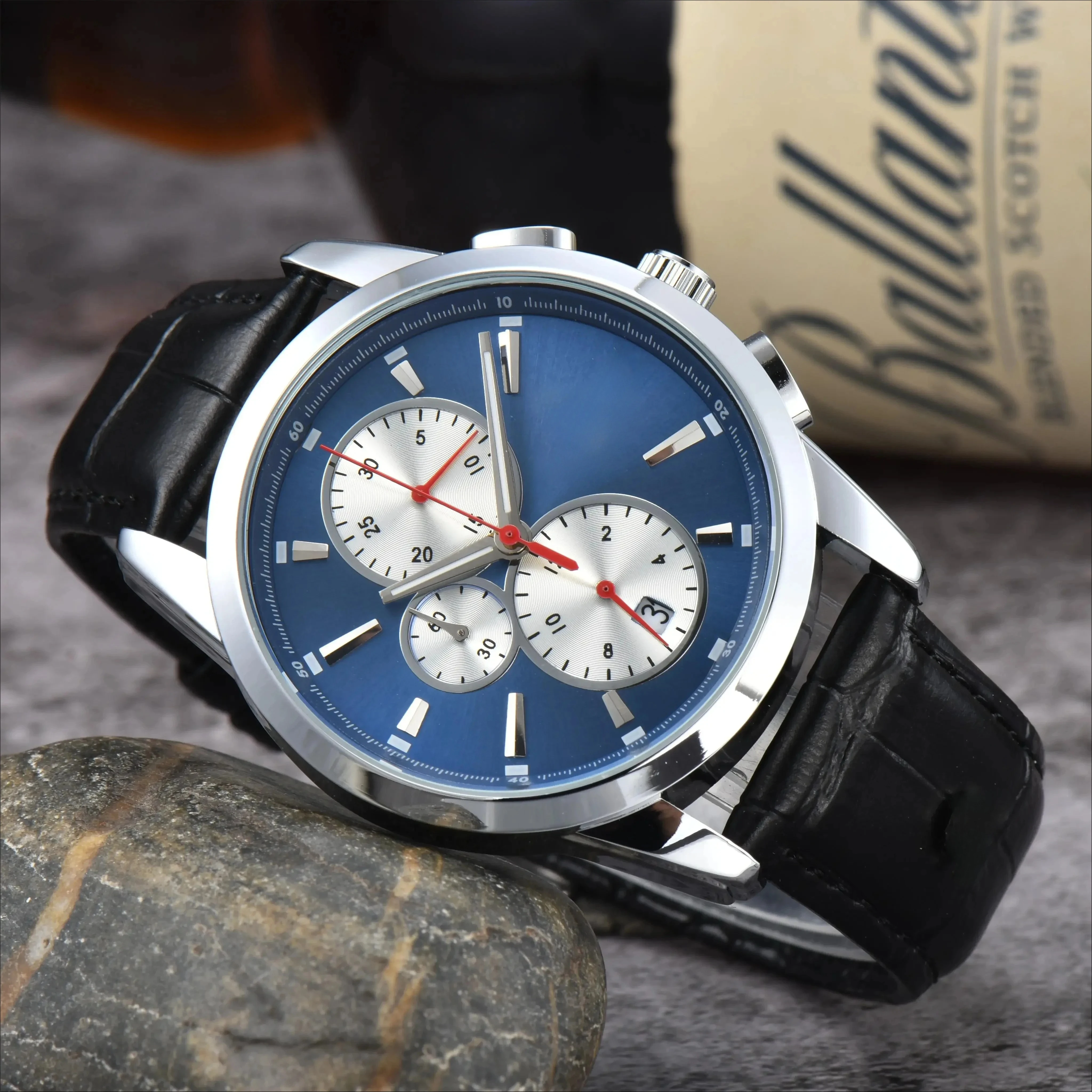 Mode vrije tijd herenpolshorloge professionele luchtvaart chronograaf luxe datumweergave quartz uurwerk zakelijk merkhorloge