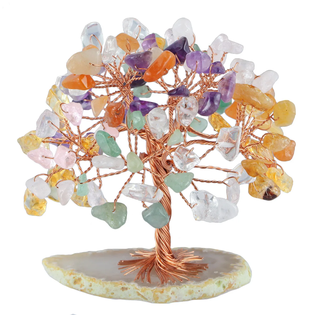 

Natural Crystal Crushed Stone Tree Agate Sheet Base Creative Handicraft Mini Money Tree Home Desk Living Room Decor Ornament