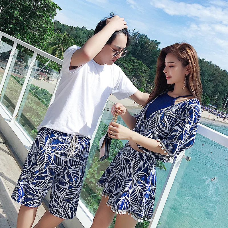 

New Couple's Swimsuit Women's Retro Bikini Three-piece Set Slimming Hot Springs Flat Angle Sexy Beach Pants Unisex Polyester ...