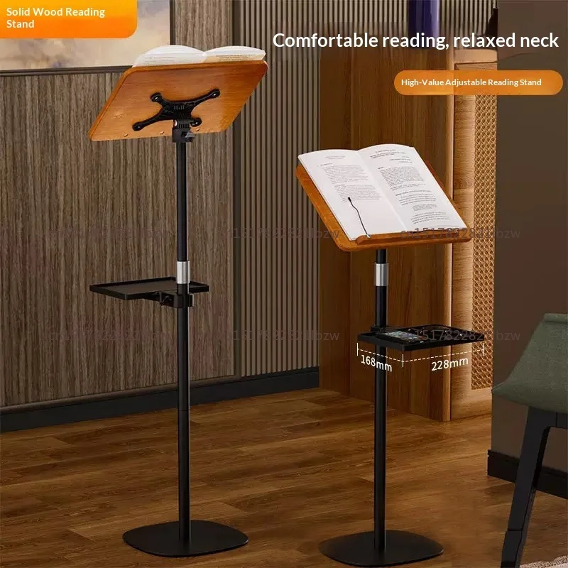 Wooden Book Stand Stable Base Rotated and Liftted Hands Free Holder Adjustable Height Cookbook Holder Sheet Music