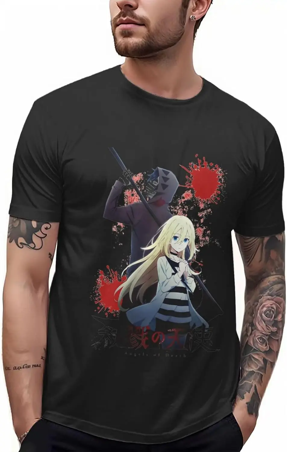 Anime Angels of Death T Shirt Men'S Summer Print Round Neckline Tee Classic Short Sleeve Clothes