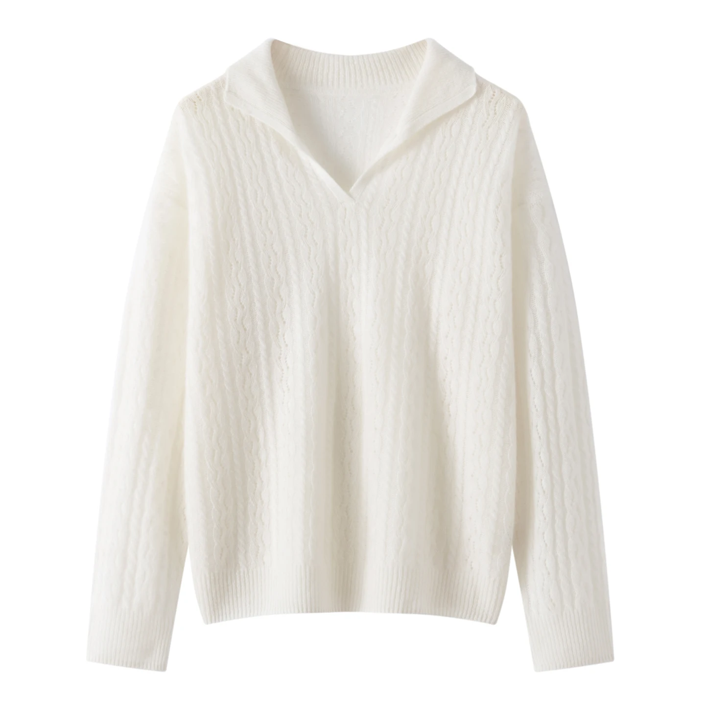 

100% pure cashmere sweater, loose twist brand counter, genuine base layer, high-end soft polo scissor-neck sweater