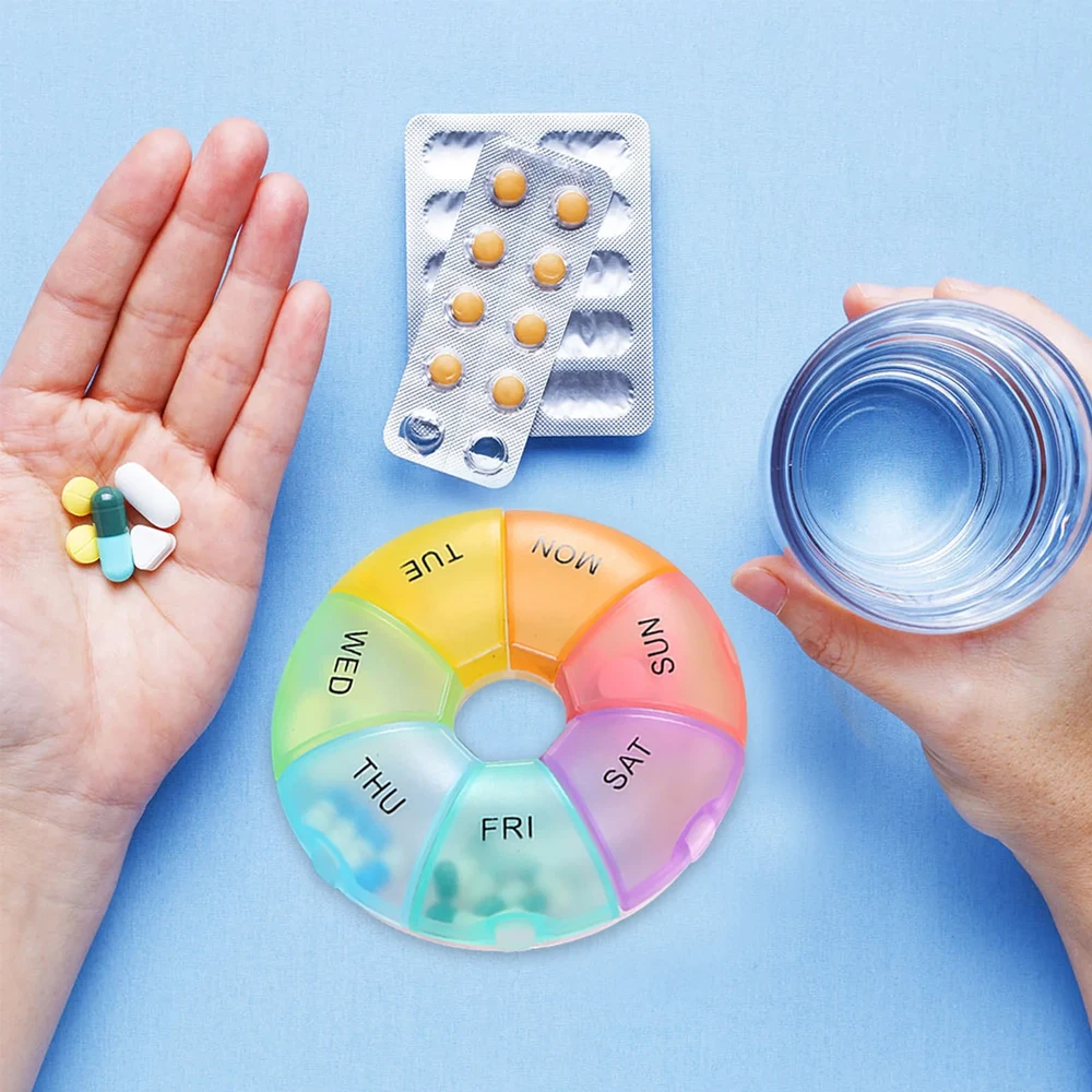 

1PCS Weekly Pill Organizer, Pill Box 7 Day, Daily Vitamin Case Large Capacity Compartments,Pill Containers for Fish Oil Medicine
