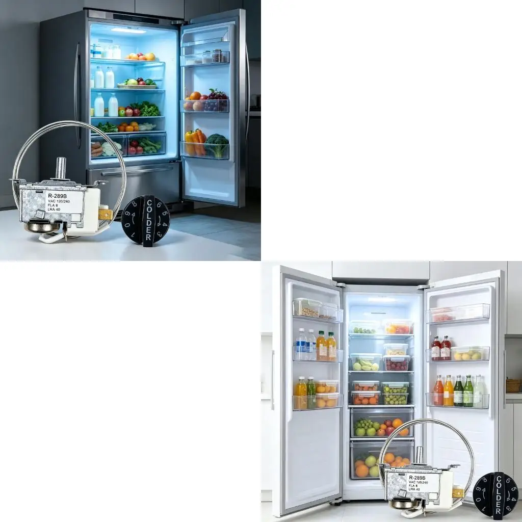 J6PE 502-289B Refrigerator Thermostat Replacement with Capillary Sensing Tube and Colder-Control Structure for Household Cooling