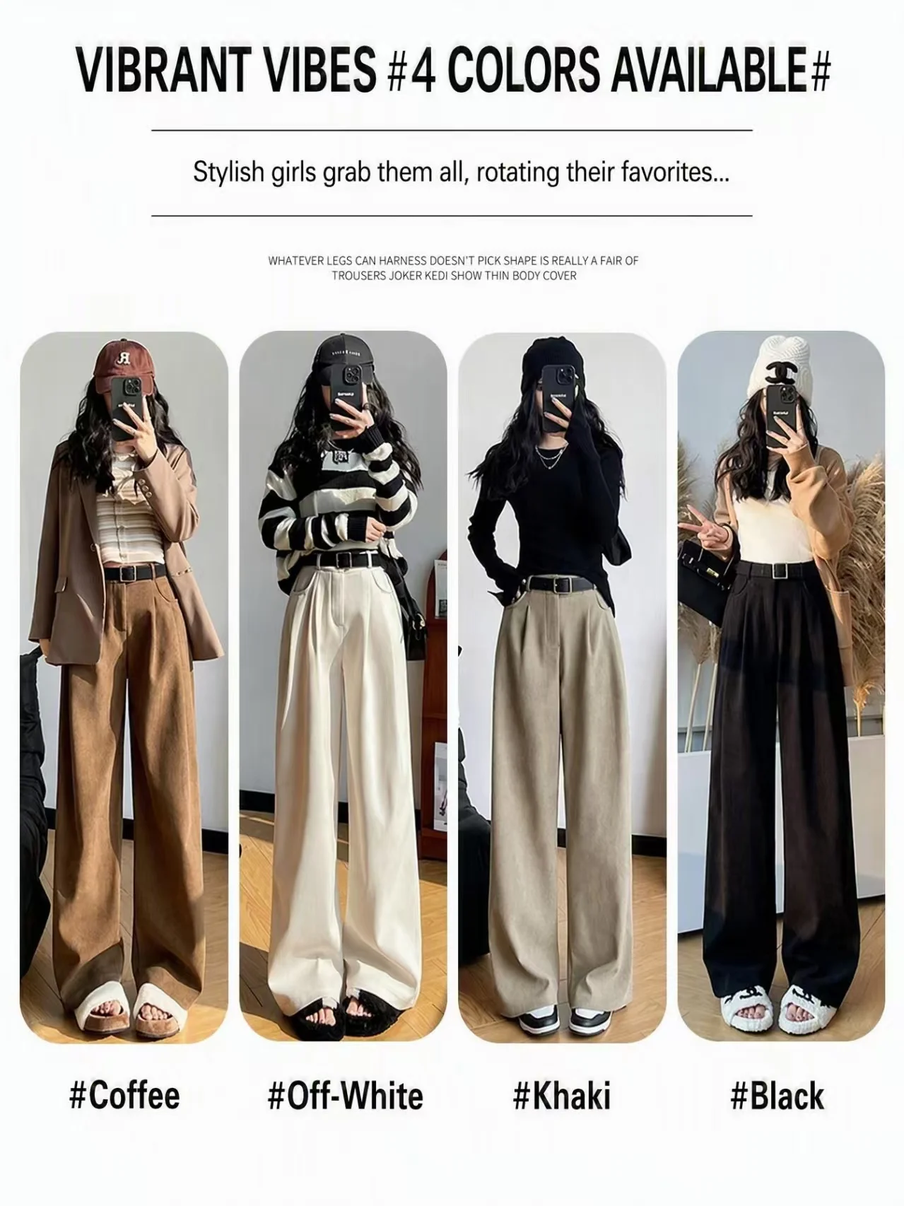 Women's suit pants Spring and Autumn new fashion straight leg casual pants Women's high waisted wide leg pants