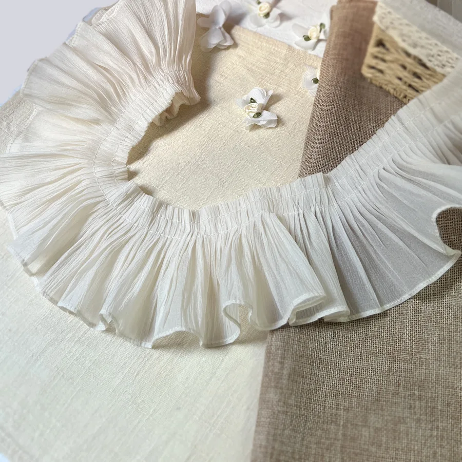 2/3/5yards/lot 10cm Thin Soft Apricot/White Lace Trim Ruffle Lace for Dress Hem Applique SC322