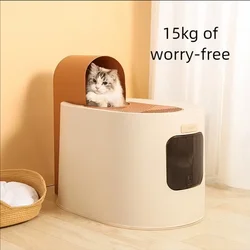 Fully enclosed cat litter box, oversized, splash proof, with sand on top, top in cat toilet, toilet, cat dropper basin