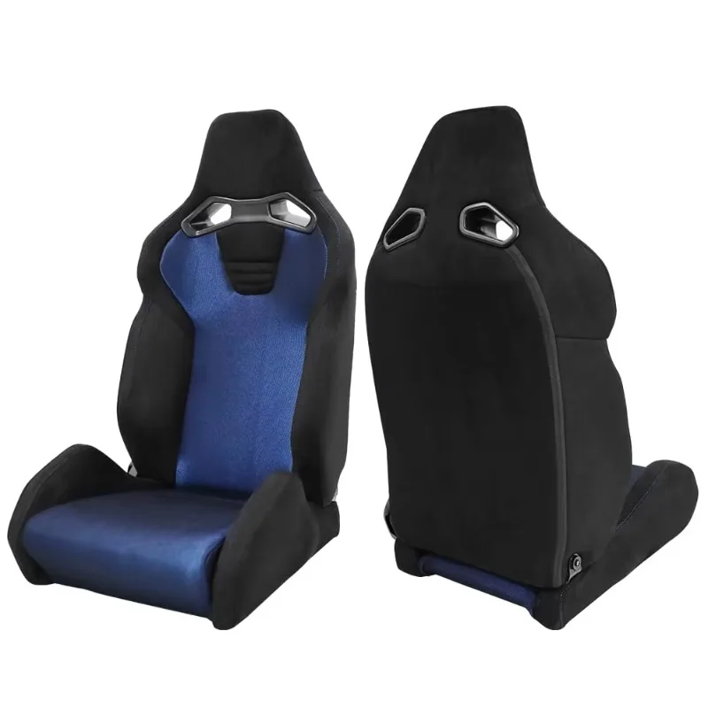 Customized Logo Sport Seat Pair Universal Fit Black PU Leather Car Racing Bucket Seats