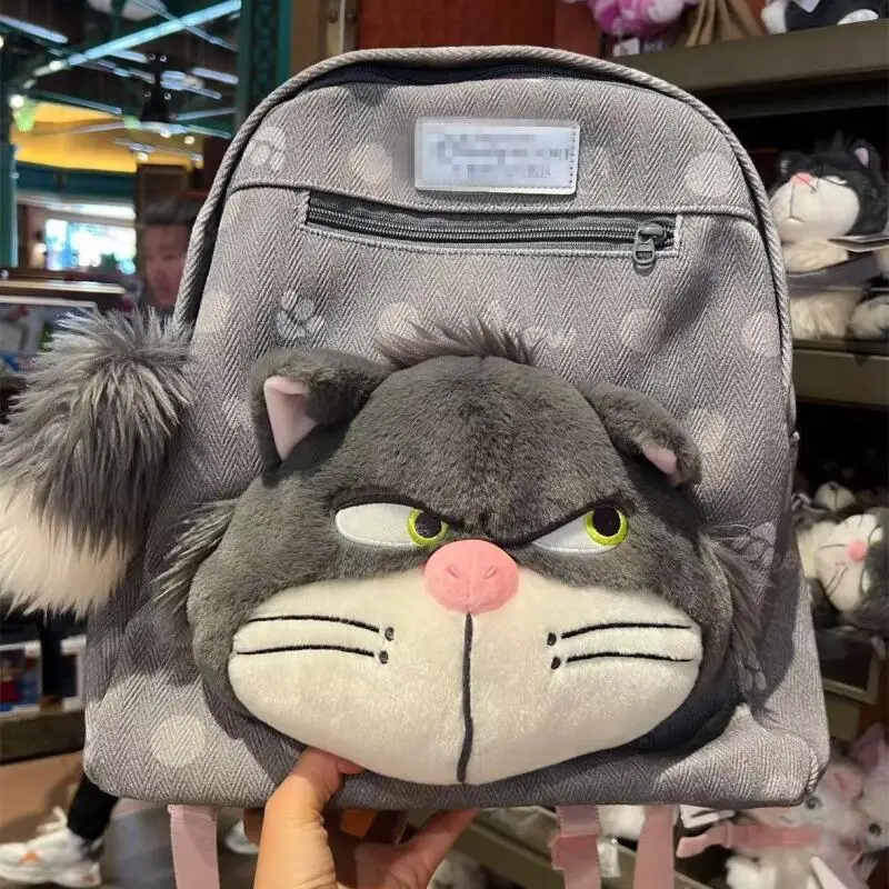 Niedlicher Grinsekatze-Rucksack mit großer Kapazität, Plüschpuppe, Tagesrucksack, Cartoon-Anime-Schultasche, Mädchen, lässig, Reisen, Segeltuch-Rucksack