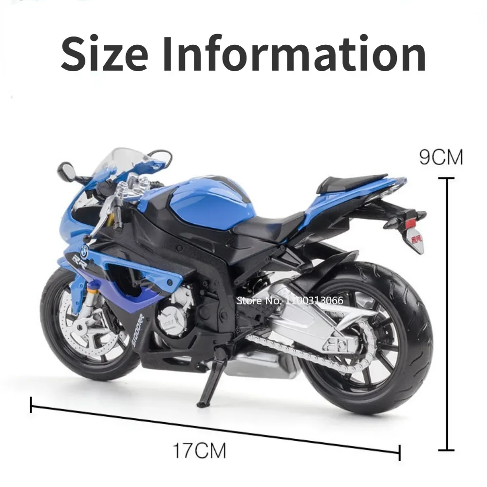 1/12 Scale BMW S1000RR Toys Model Car Alloy Diecasts Vehicle Model with Light The Front Wheels Can Turn Motorcycle for Boy Gifts