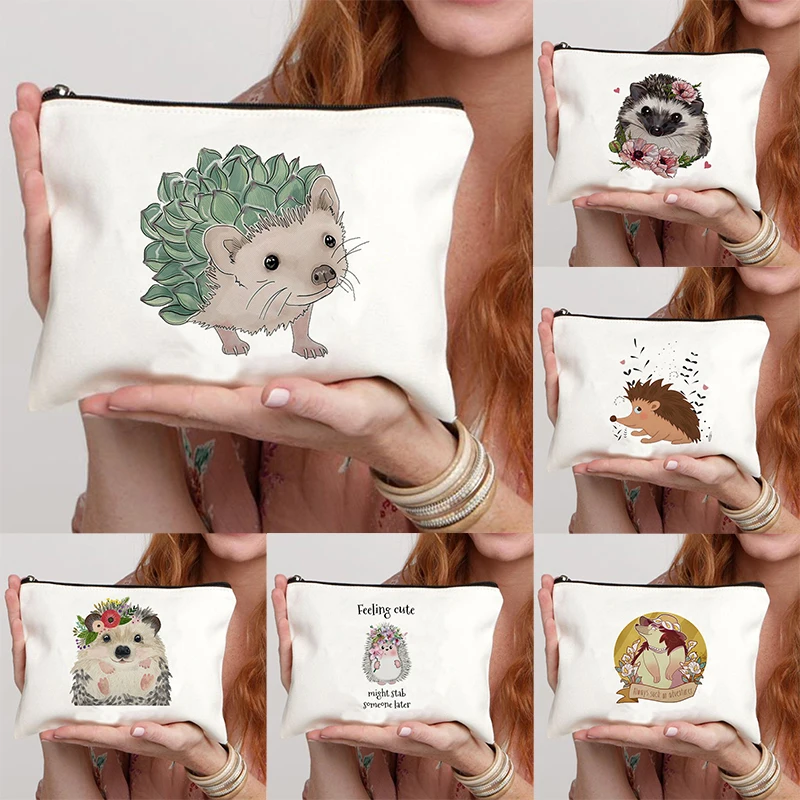 Cartoon Animal Children Travel Bag Cute Hedgehog Cosmetic Bag Makeup Organizer Bag Teacher Gift Travel Organizer Toiletry Kit