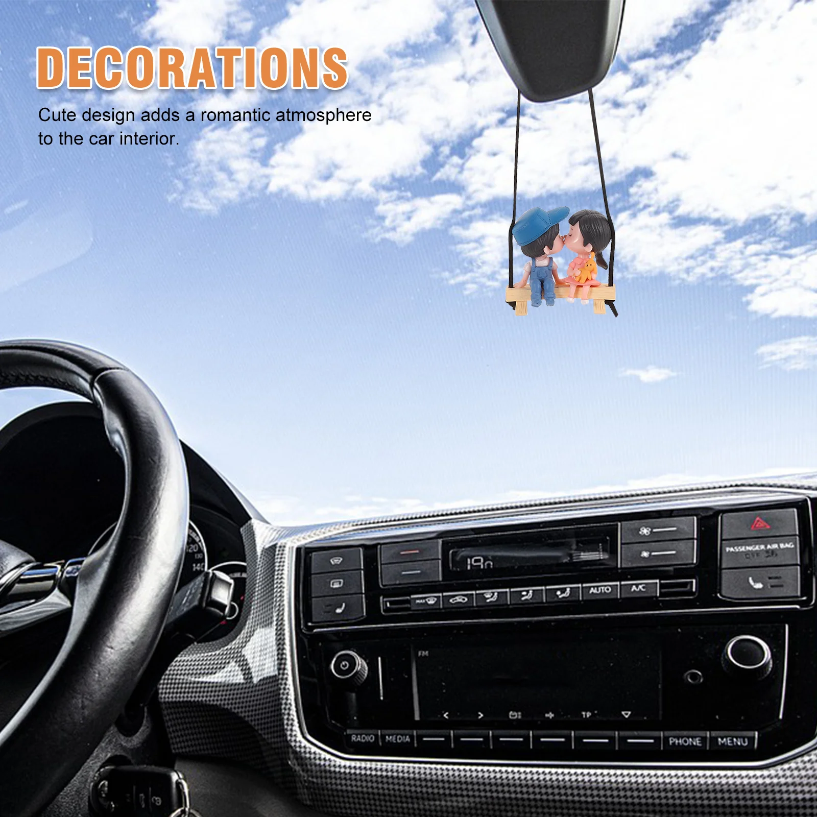 

Auto Interior Pendant Car Couple Rearview Mirror Hanging Decor Small Size Eye Catching Car Pendant Creative Hanging Ornament