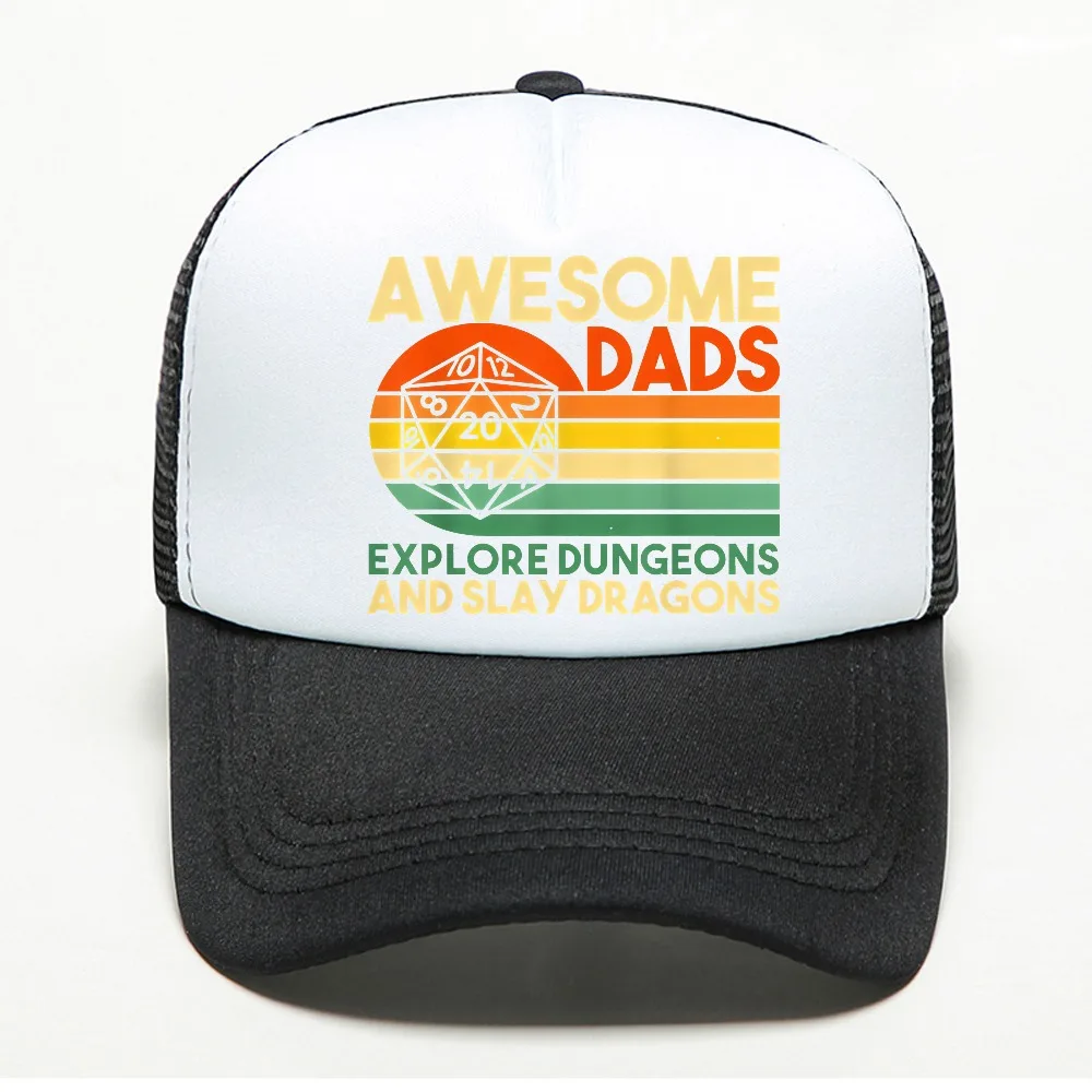 Awesome Dads Explore Dungeons DM RPG Dice Dragon baseball cap summer Streets casual Snapback Hats casual mesh trucker hat