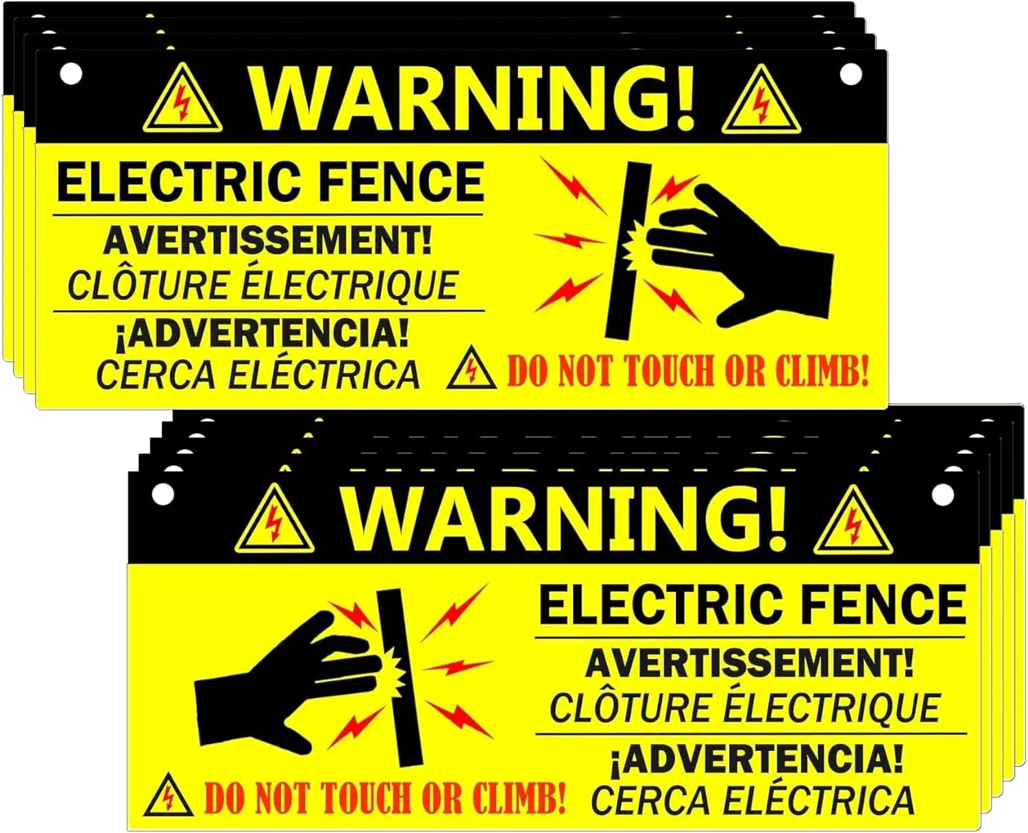 10 * 4 Inch Electric Fence Warning Signs 10 Pcs Plastic Electric Fence Safe Warning Sign Electric Fence Sign