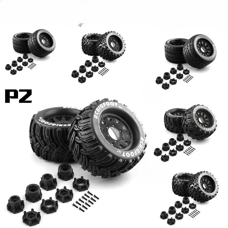 

2PCS 165MM Monster Truck Wheels Rim Tire Set 12 14 17mm Hub Hex For 1/8 Off-Road RC Car HPI Redcat Rovan Savage