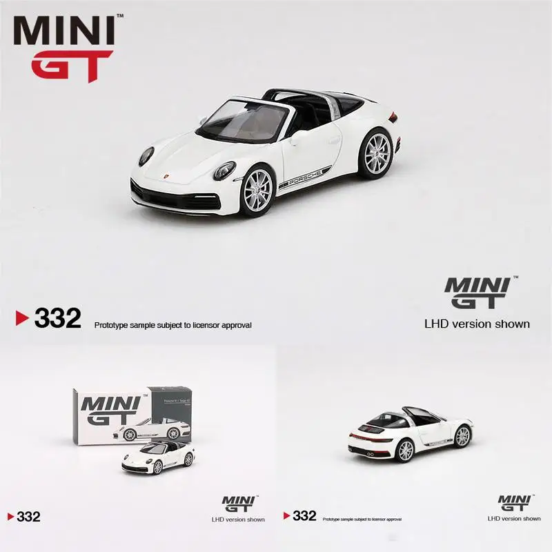 TSM MINI GT 1:64 #332 911 Targa 4S White Die-cast alloy car model collection display  gifts