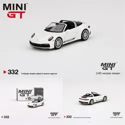 TSM MINI GT 1:64 #332 911 Targa 4S White Die-cast alloy car model collection display  gifts