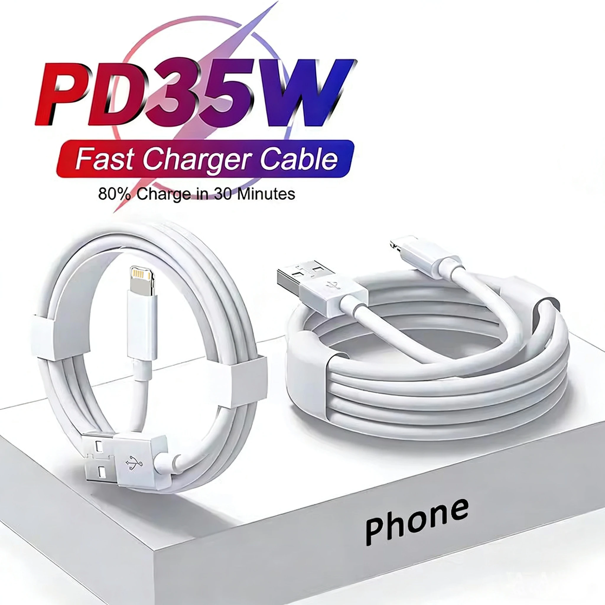 PD 35W USB Cable For iPhone 14 13 12 11 Pro Max 7 8 14 Plus 