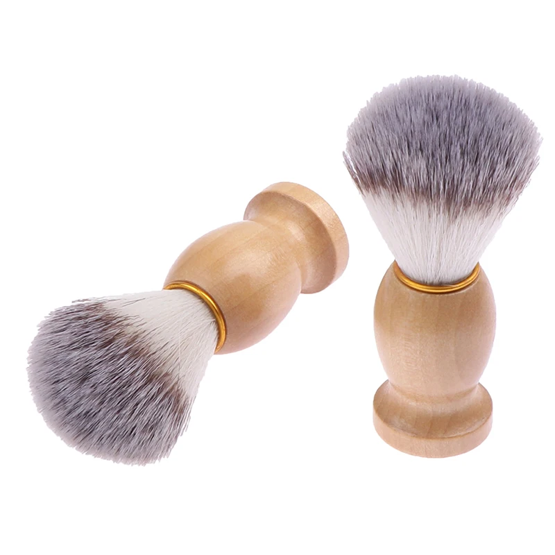 1Pc Shaving Brush Wooden Handle Facial Beard Cleaning Appliance Safety Razor Brush.