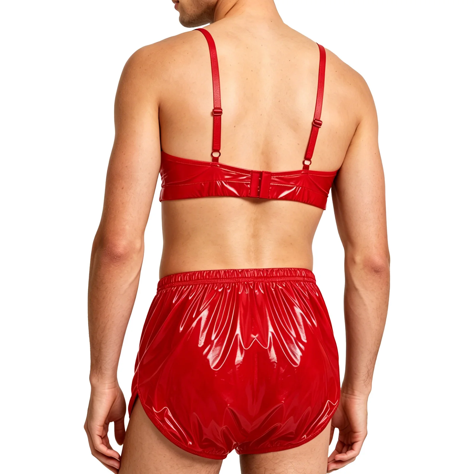 Herren-Badeanzug, zweiteilige Badebekleidung, wasserdichter Badeanzug, verstellbare Träger, Singlets, Crop-Top und Badehose mit elastischem Band – Detail 15
