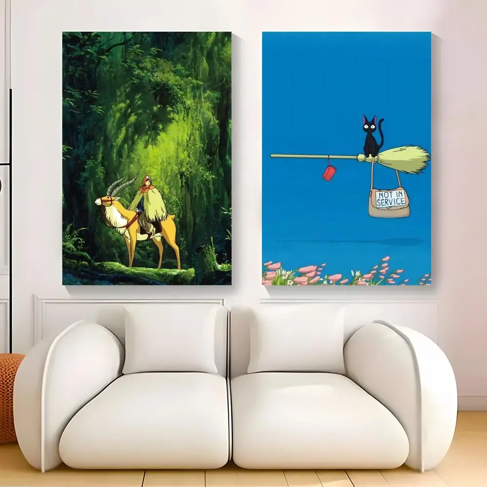 H-Hayao M-Miyazaki Movie Painting Calligraphy Exhibition poster photo oil painting canvas synthetic fiber for living dining room