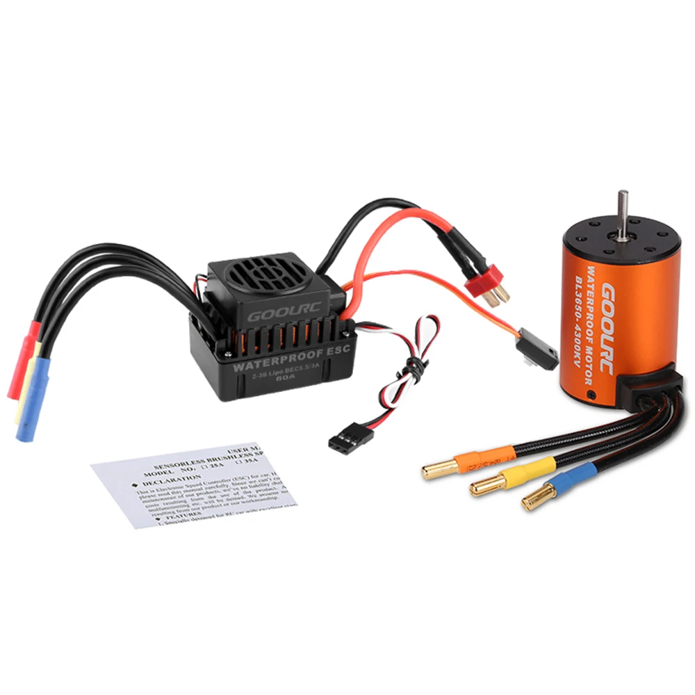 GoolRC-Moteur sans balais étanche, mise à niveau 3650 4300KV, Chlorset ESC 60A pour camion de voiture 1/10 RC