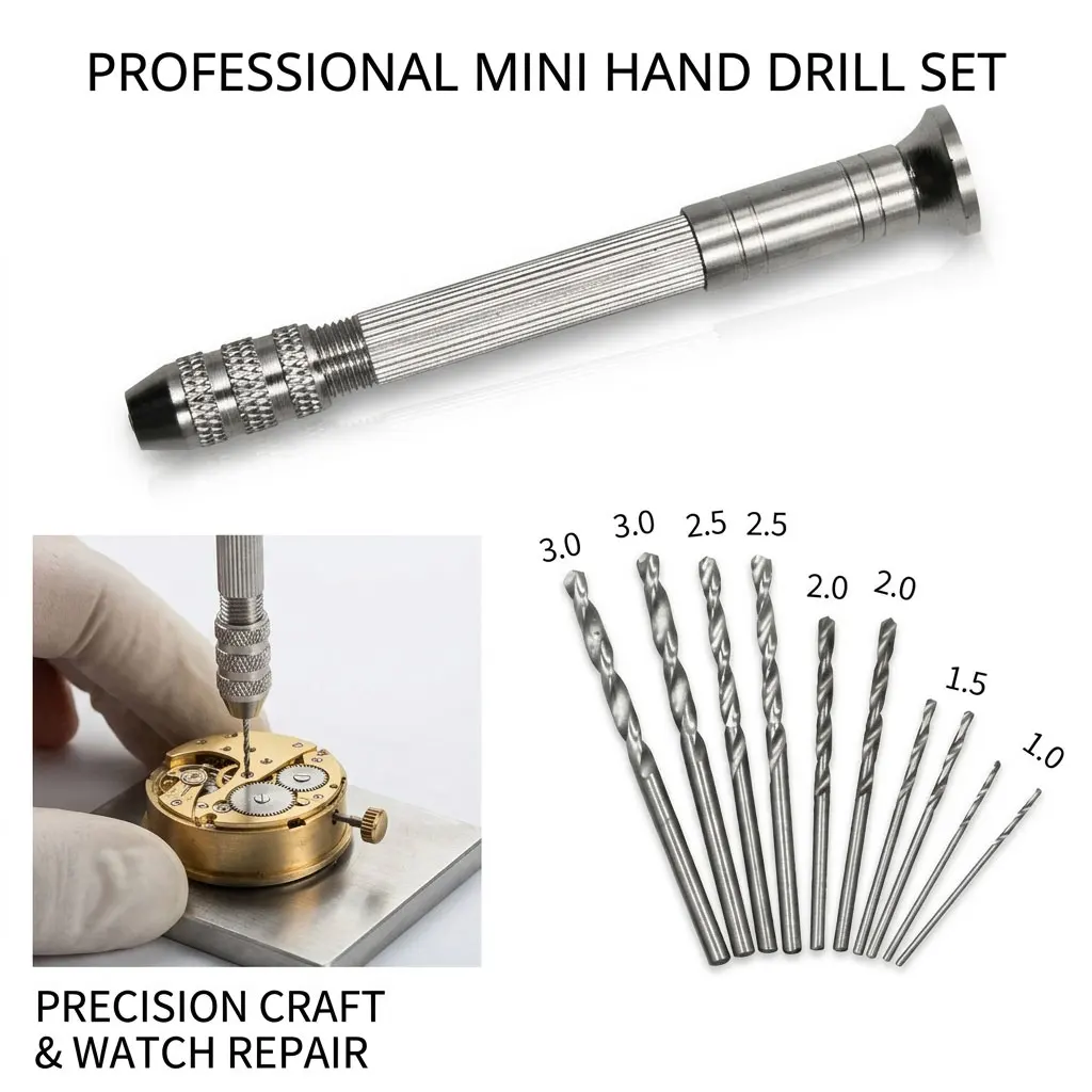 Watch Repair Manual Hand Drill Pin Vise 1.0-3.0mm Mini Hole Puncher Rotary Tool For Resin Wood Amber Jewelry Craft DIY