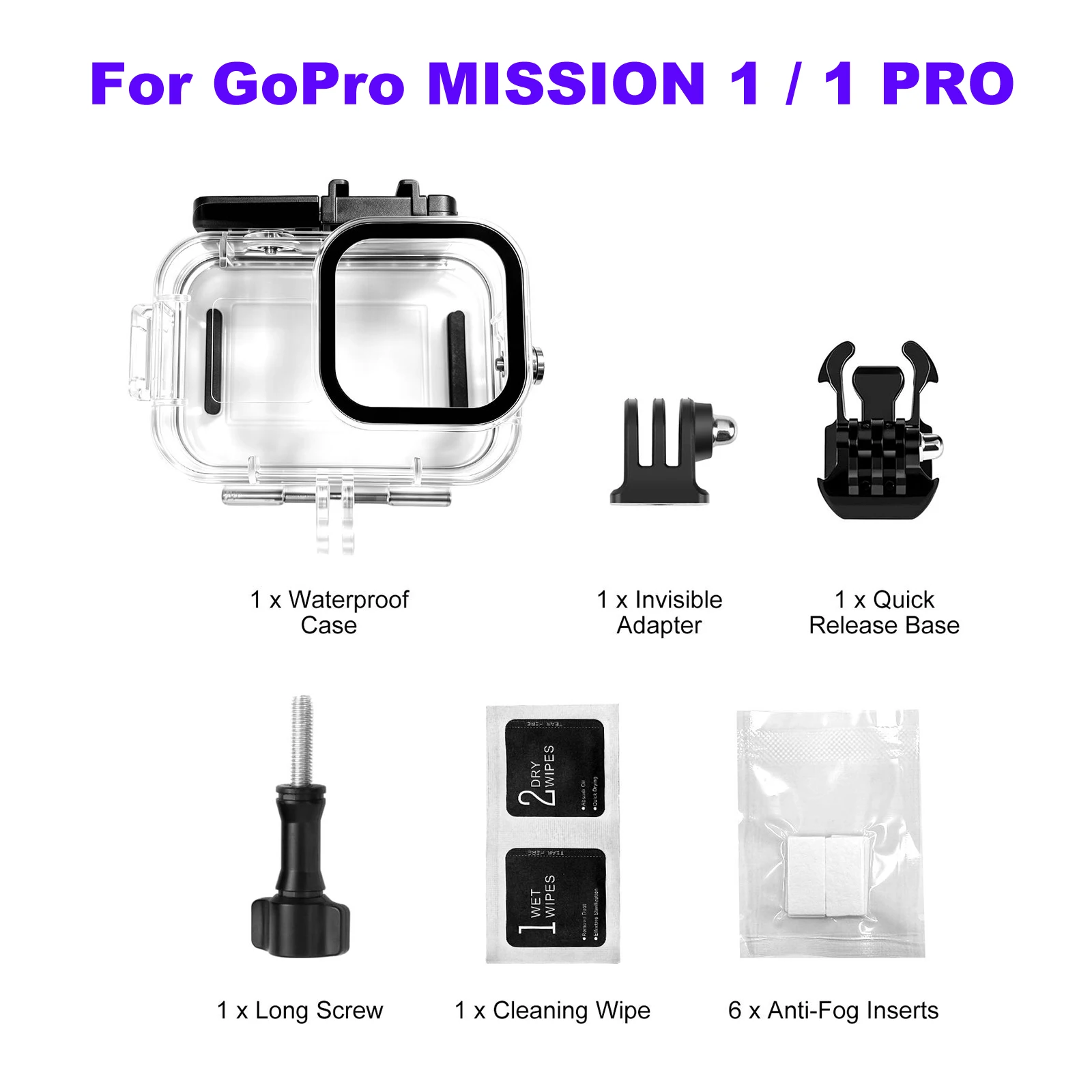 PULUZ 40m Waterdichte Behuizing Beschermhoes voor GoPro HERO12 11 10 9 Black Max Lens Mod 1.0 / MISSION 1 & 1 PRO Duikhoes