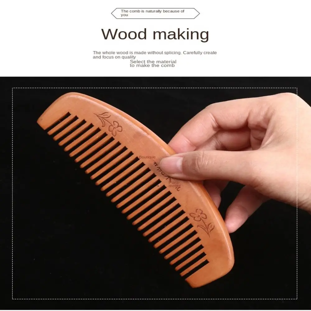 Wood Wooden Scalp Combs Coarse Tooth Anti-Static Head Acupuncture Point Massage Comb Retro Carve Designs