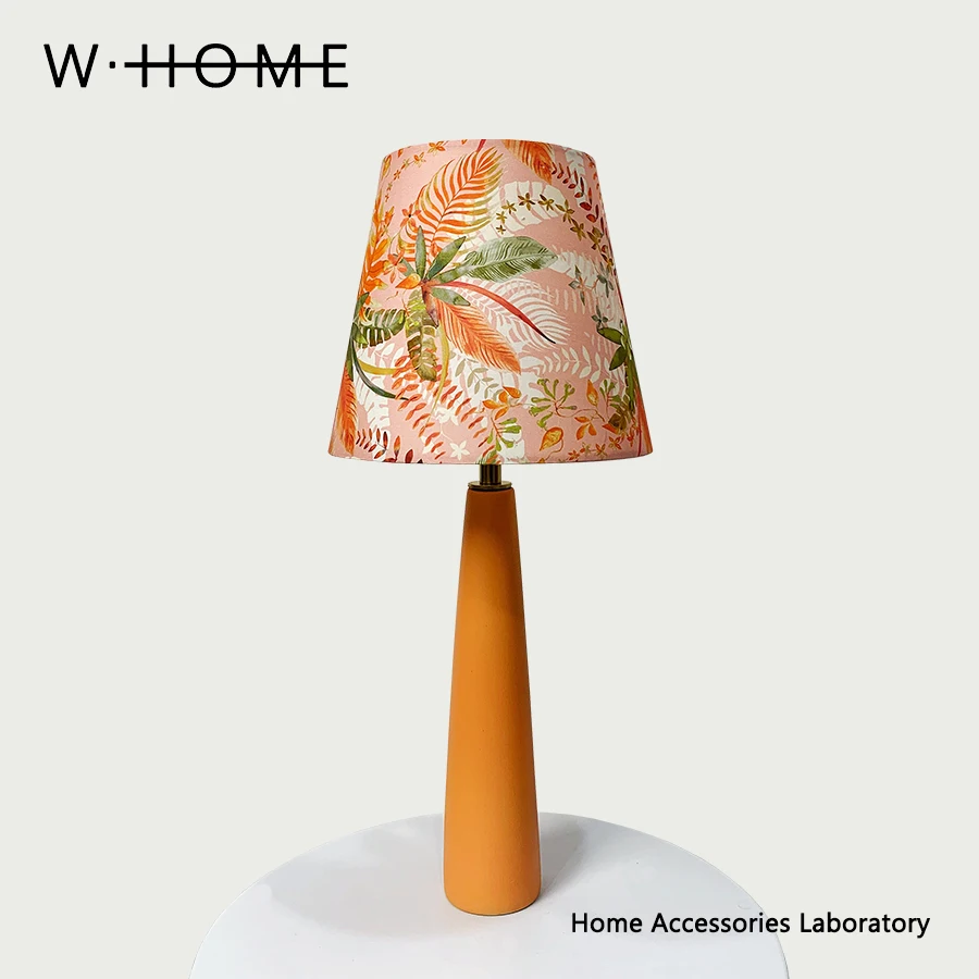 Orange Cylinder Fabric Desk Lamp Imported Liberty Fabric Middle Ancient Style Creative Atmosphere Lamp Gift