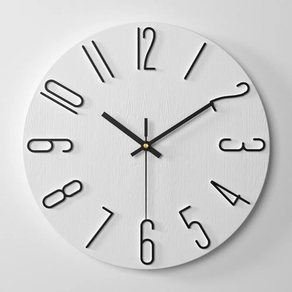 30cm 12inch Round Wall Clocks Easy-to-read Accurate Numerals Wall Mounted Clock Battery Operated Silent Hanging Clock