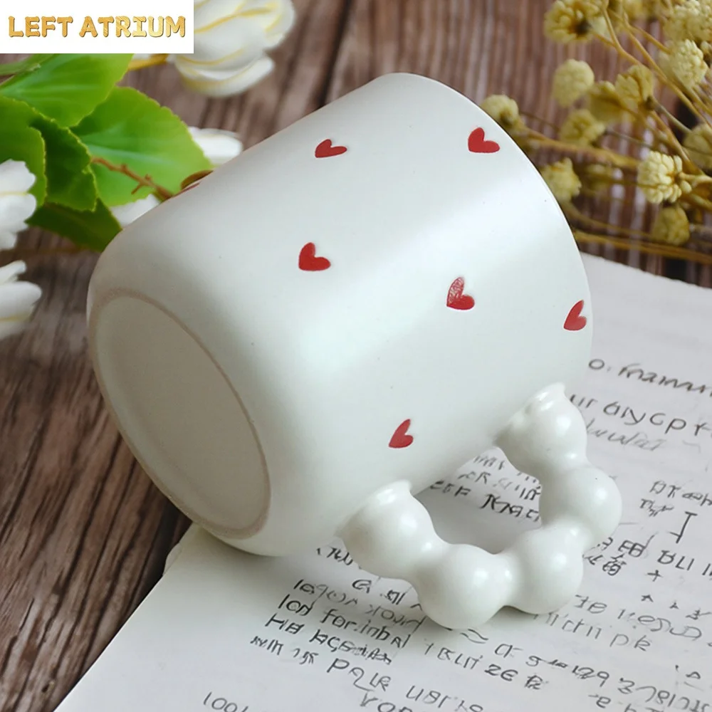 Contrast Color Heart Ceramic Mug Cups Creative Handgrip 360ml Porcelain Homehold Drinkware Breakfast Milk Coffee Chocolate Mugs