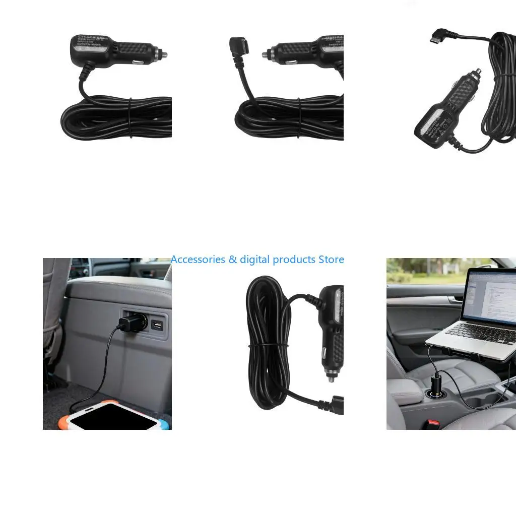 77JD Vehicle Chargers with 3.5m Cable Fast Speed Charging Technology Dashcam Device Charging Cable 12-24V