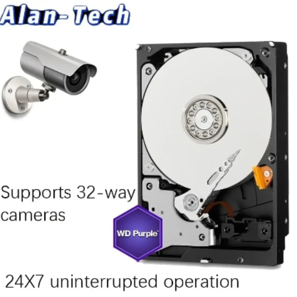 Imagem -03 - W-d Disco Rígido Interno Roxo Hdd de Vigilância Roxo 10tb 35 Sata Gbps 7200rpm 256m Cache Hdd