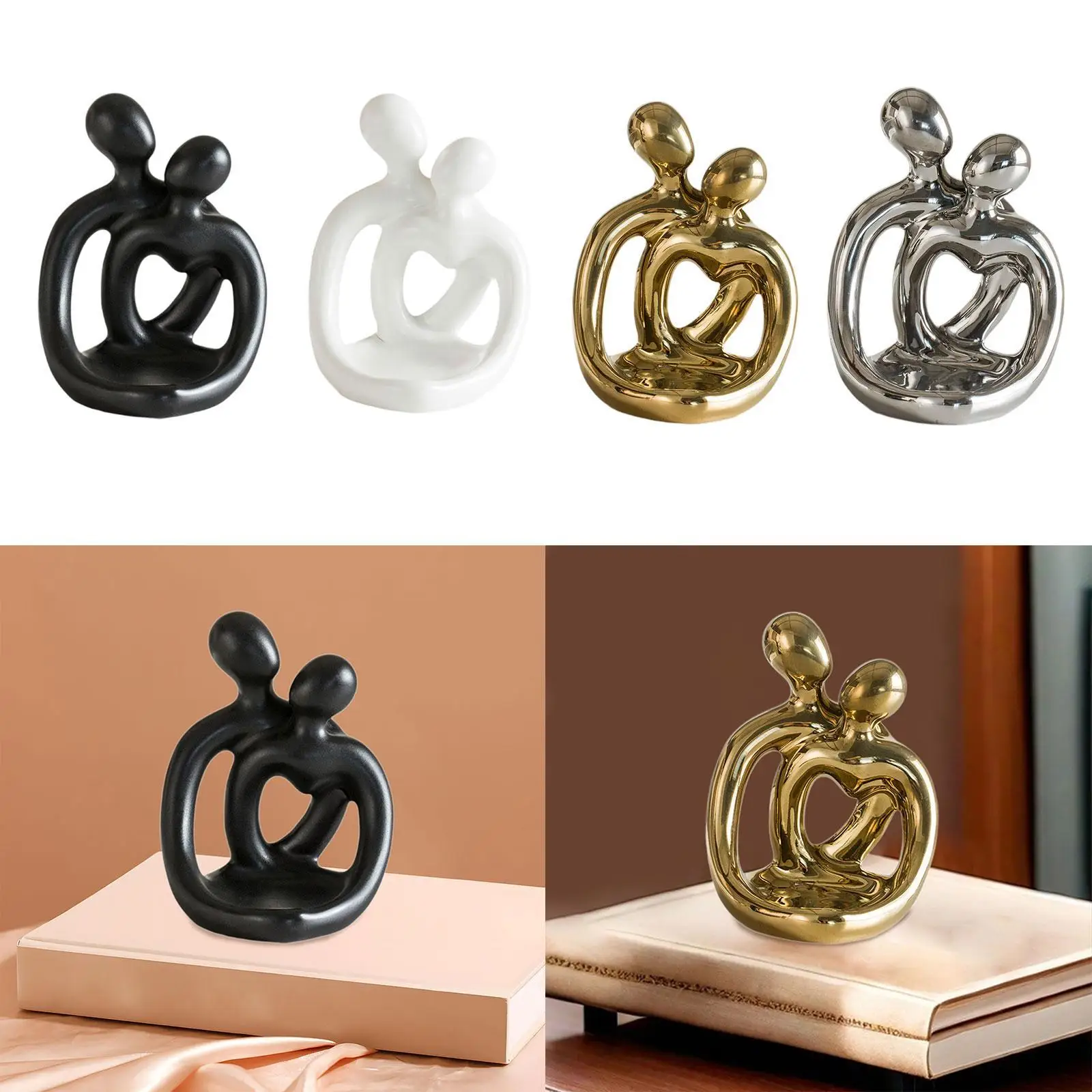 

Ceramic Hugging Lovers Statue Candle Holder Romantic Sculpture for Dining Room Multifunctional Valentine Gift Tabletop Ornament