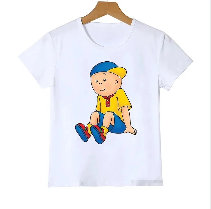 الصيف صبي وفتاة تي شيرت لطيف Caillou والكلب الكرتون المطبوعة الاطفال تي شيرت أزياء طفل قصير الأكمام تي شيرت أعلى