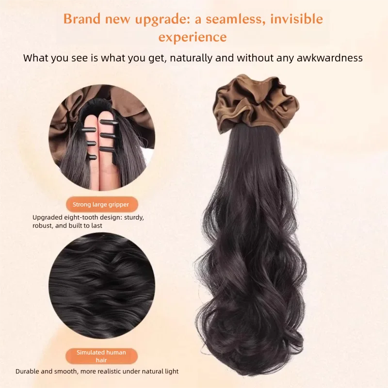 LUPU الاصطناعية طويلة متموجة مجعد مخلب ذيل حصان مع Bowknot دبوس الشعر كليب في ذيل الشعر التمديد الاصطناعية ذيل حصان الشعر للنساء #2