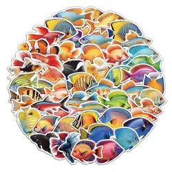 50PCS Cartoon Animal Fish Stickers Cute Colorful Phone Cases Handbooks Laptop Desktop Water Cup Stickers