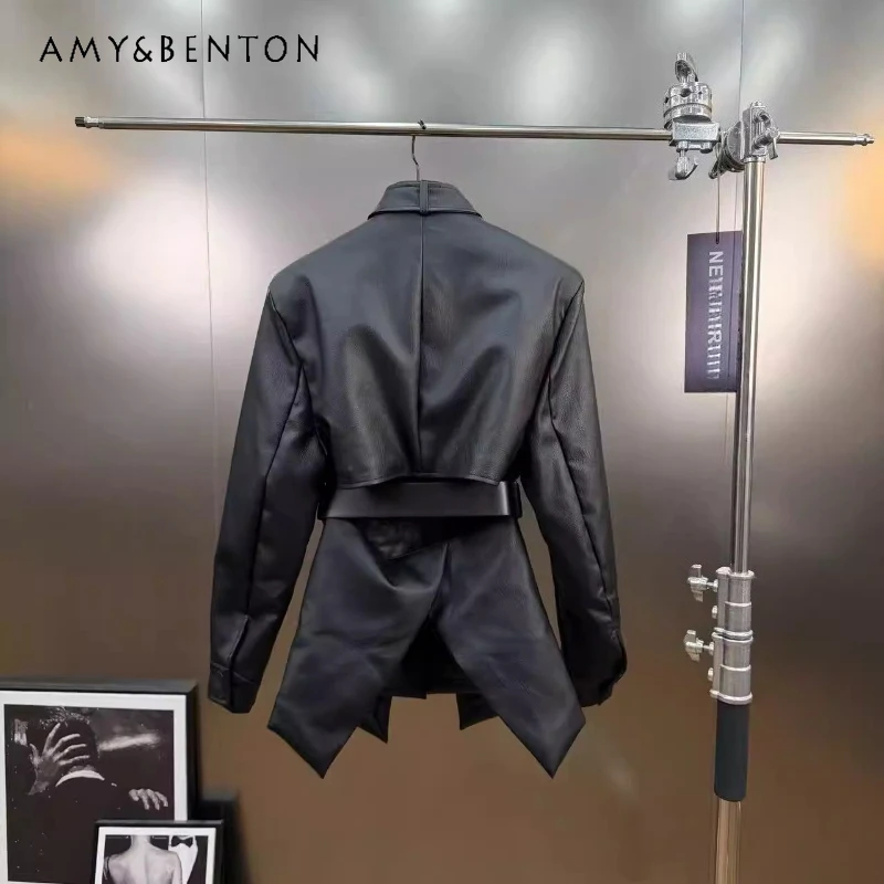 

Original Design Dark Stand Collar Women's Coat 2025 Winter New Multi-Pocket Sweet Cool Temperament Padded Leather Jacket Ladies